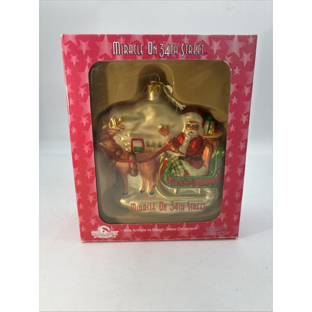 Kurt Adler Macy's Collection Miracle On 34th St Christmas‎ Glass Ornament Santa